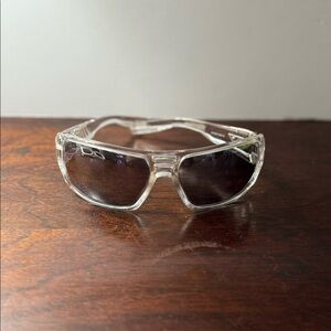 Vtg Clear Framed Sunglasses Reflective wraparound